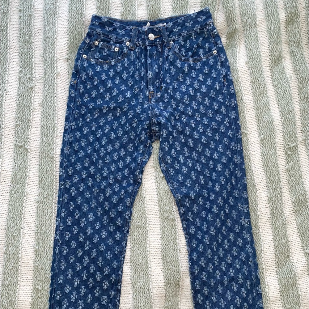 Adika Ripley Textured Pattern Distressed Jeans